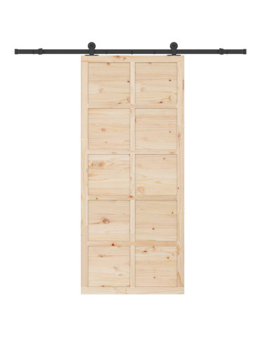 Porta scorrevole Naturale 80 x 208 cm Legno Massello di Pino