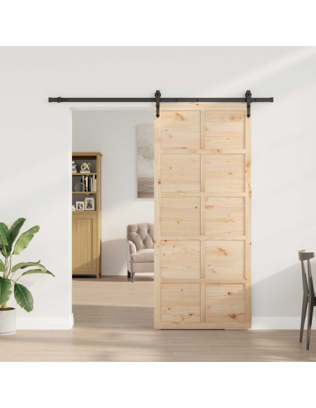 Porta scorrevole Naturale 80 x 208 cm Legno Massello di Pino