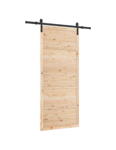 Porta scorrevole Naturale 80 x 208 cm Legno Massello di Pino