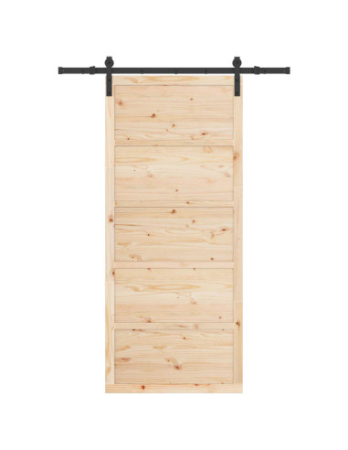 Porta scorrevole Naturale 80 x 208 cm Legno Massello di Pino