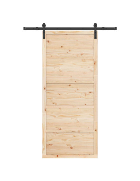 Porta scorrevole Naturale 80 x 208 cm Legno Massello di Pino