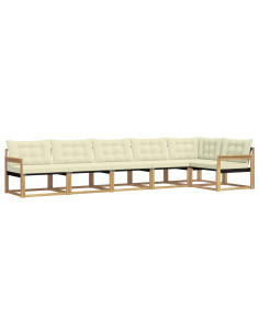 Set di divani da esterno con cuscino 6 pcs Bianco e Crema 2