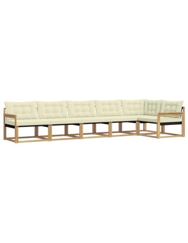 Set di divani da esterno con cuscino 6 pcs Bianco e Crema