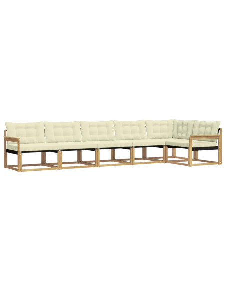 Set di divani da esterno con cuscino 6 pcs Bianco e Crema