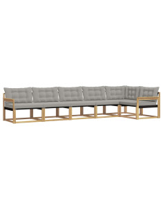 Set di divani da esterno 6 pcs Bianco e Grigio Chiaro 2