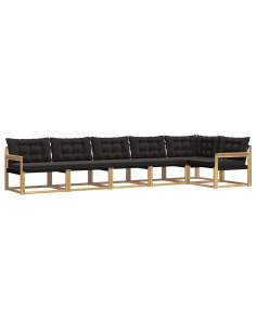 Set di divani da esterno con cuscino 6 pcs Bianco e Nero 2