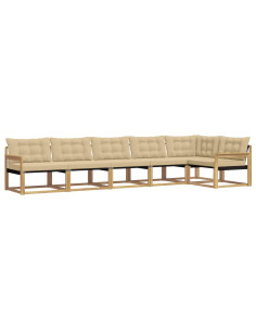 Set di divani da esterno con cuscino 6 pcs Bianco e Beige 2