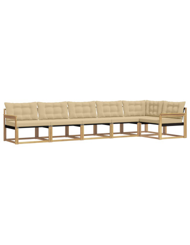 Set di divani da esterno con cuscino 6 pcs Bianco e Beige