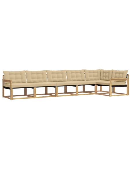 Set di divani da esterno con cuscino 6 pcs Bianco e Beige