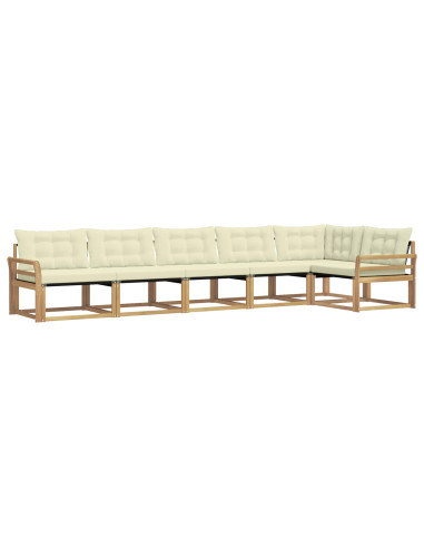 Set di divani da esterno con cuscino 6 pcs Bianco e Crema