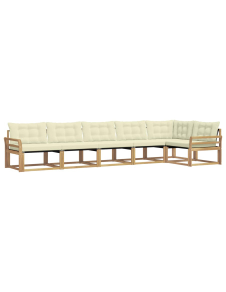 Set di divani da esterno con cuscino 6 pcs Bianco e Crema