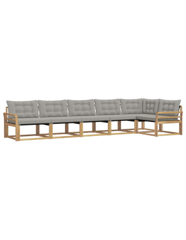 Set di divani da esterno 6 pcs Bianco e Grigio Chiaro