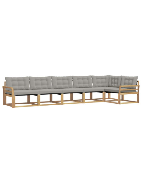 Set di divani da esterno 6 pcs Bianco e Grigio Chiaro