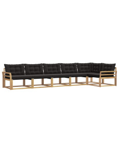 Set di divani da esterno con cuscino 6 pcs Bianco e Nero 2