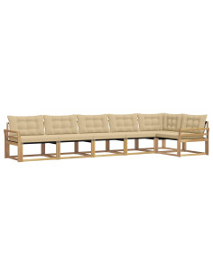 Set di divani da esterno con cuscino 6 pcs Bianco e Beige 2