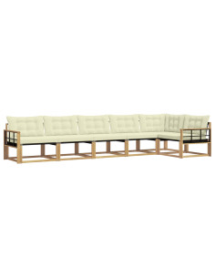 Set di divani da esterno con cuscino 6 pcs Bianco e Crema 2
