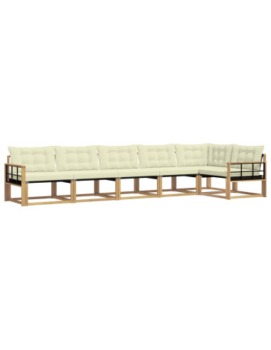 Set di divani da esterno con cuscino 6 pcs Bianco e Crema
