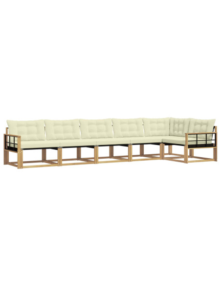 Set di divani da esterno con cuscino 6 pcs Bianco e Crema