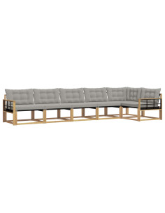 Set di divani da esterno 6 pcs Bianco e Grigio Chiaro 2