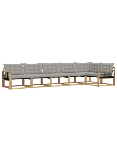 Set di divani da esterno 6 pcs Bianco e Grigio Chiaro