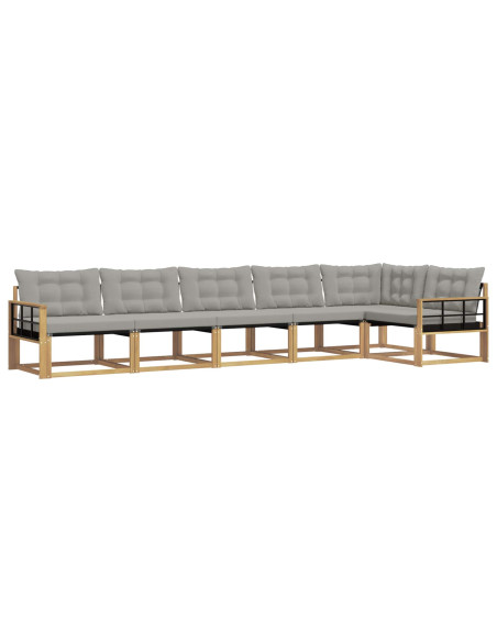 Set di divani da esterno 6 pcs Bianco e Grigio Chiaro