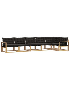 Set di divani da esterno con cuscino 6 pcs Bianco e Nero 2