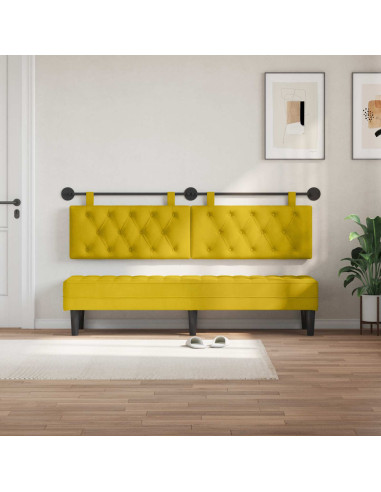 Testata appesa Giallo 190 x 55 x 7 cm Velluto