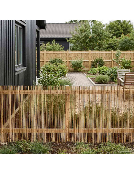 Recinzione per Giardino Carbonizzato 500 x 80 cm Giunco