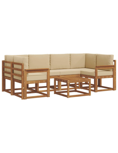Set di divani da esterno con cuscino 7 pcs Naturale e Beige