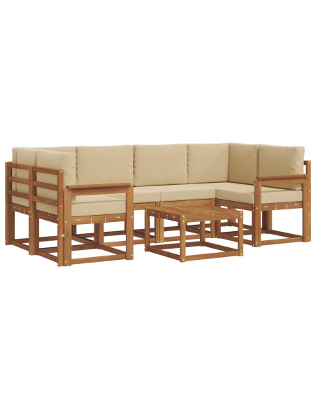 Set di divani da esterno con cuscino 7 pcs Naturale e Beige