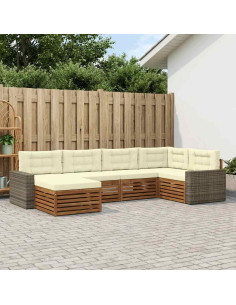 Set di divani da esterno con cuscino 6 pcs Naturale e Crema