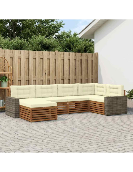 Set di divani da esterno con cuscino 6 pcs Naturale e Crema