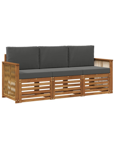 Set divani con cuscino 3 pcs Legno di Acacia Massello