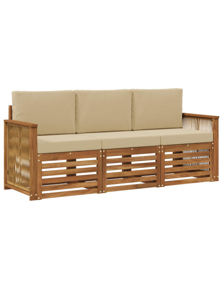 Set divani con cuscino 3 pcs Legno di Acacia Massello
