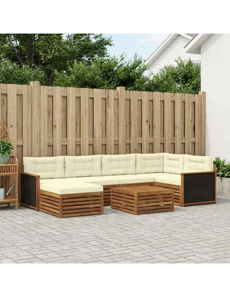 Set di divani da esterno con cuscino 7 pcs Naturale e Crema