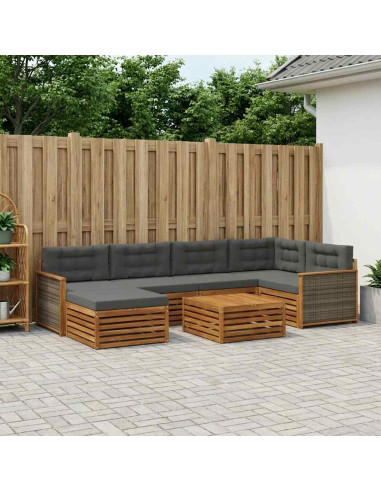 Set di divani da esterno con cuscino 7 pcs Naturale e Antracite