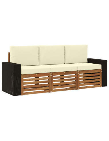 Set divani con cuscino 3 pcs Legno di Acacia Massello