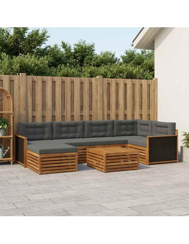 Set di divani da esterno con cuscino 7 pcs Naturale e Antracite