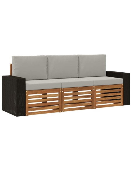 Set divani con cuscino 3 pcs Legno di Acacia Massello