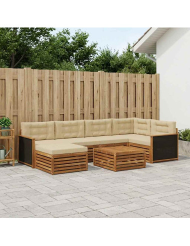 Set di divani da esterno con cuscino 7 pcs Naturale e Beige