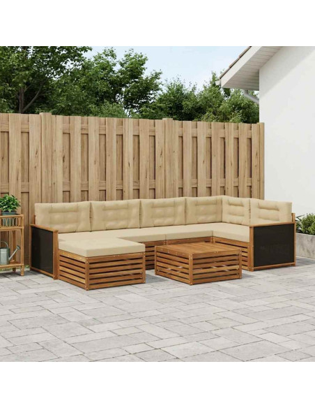 Set di divani da esterno con cuscino 7 pcs Naturale e Beige