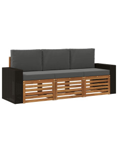 Set divani con cuscino 3 pcs Legno di Acacia Massello