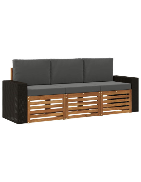Set divani con cuscino 3 pcs Legno di Acacia Massello