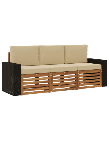 Set divani con cuscino 3 pcs Legno di Acacia Massello