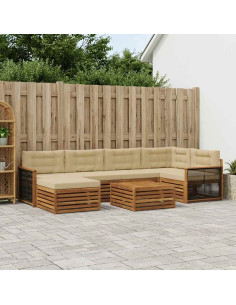 Set di divani da esterno con cuscino 7 pcs Naturale e Beige