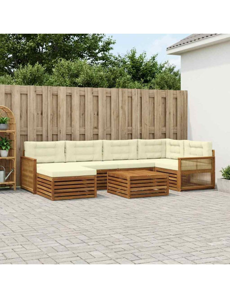 Set di divani da esterno con cuscino 7 pcs Naturale e Crema