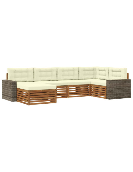 Set di divani da esterno con cuscino 6 pcs Naturale e Crema