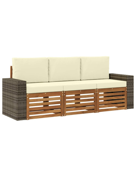 Set divani con cuscino 3 pcs Legno di Acacia Massello