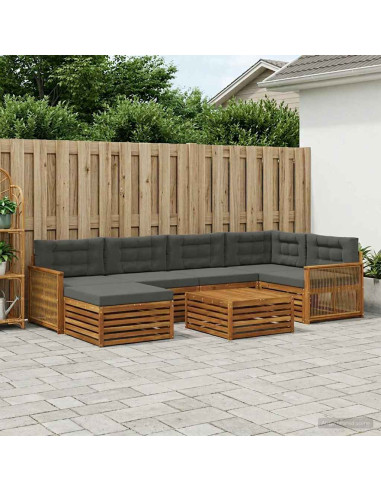 Set di divani da esterno con cuscino 7 pcs Naturale e Antracite