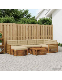 Set di divani da esterno con cuscino 7 pcs Naturale e Beige